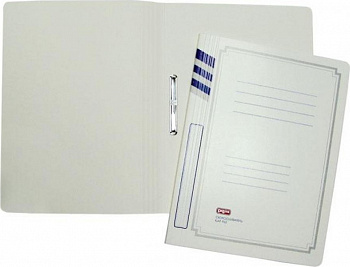 KALAM.KZ - Скоросшиватель картонный А4, 300гр, глянцевый, белый с фастнером Deluxe BLUE