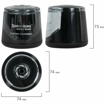 KALAM.KZ - Точилка электрическая, 1 отверстие, с контейнером,  двойное лезвие, Brauberg