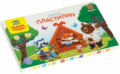 KALAM.KZ - Пластилин 18 цветов, 216гр., со стеком, "Енот в сказке" Мульти-Пульти