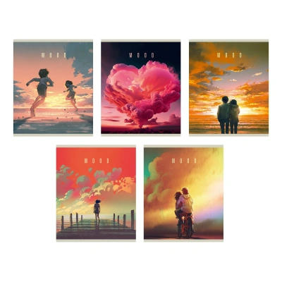 Тетрадь 80л, А5, клетка, скрепка, на закате, Эксмо