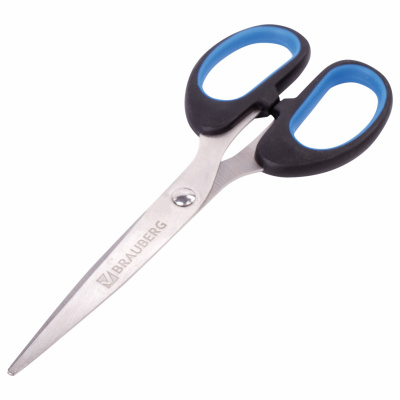 KALAM.KZ - Ножницы 16см, черно-синие, классической формы, резиновые вставки Brauberg
