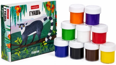 Гуашь  9 цветов, 20мл, серия "Colora", картонная упаковка