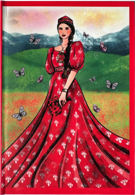 Блокнот 96л, А5, клетка, интегральная обложка, "Девушка в поле"