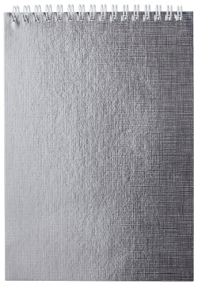 Блокнот 80л, А5, клетка, на гребне, бумвинил. обл,  Metallic серебро, "Hatber"