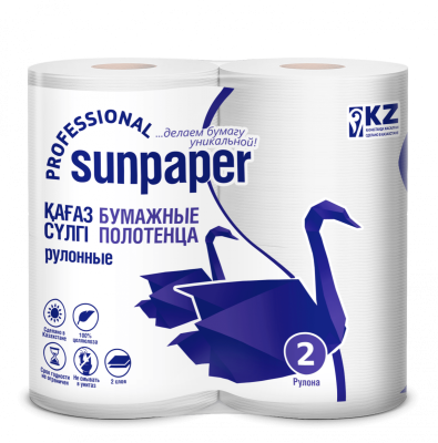Полотенца бумажные 2х-слойные "SunPaper" с втулкой, без обертки 2 шт в уп