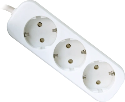 Сетевой фильтр 3 гнезда, 1,8 м,  Defender  E318, белый, без выкл. с заземл.