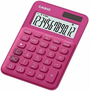 KALAM.KZ - Калькулятор 12 разрядов, 2,3 x 10,5 x 14,95мм, розовый CASIO MS-20UC-RD-W-EC