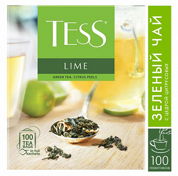 KALAM.KZ - Чай зеленый, 100 пакетов TESS Lime green tea,(1,5*100*9)