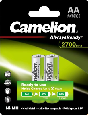 Аккумулятор AA, 2700 mAh Ni-MH NH-AA2700ARBP2 (блистер 2шт) Camelion AlwaysReaby Rechargeable