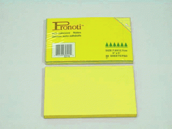 Бумага для заметок самоклеющаяся 76х125мм, 90л, неоновая желтая Pronoti