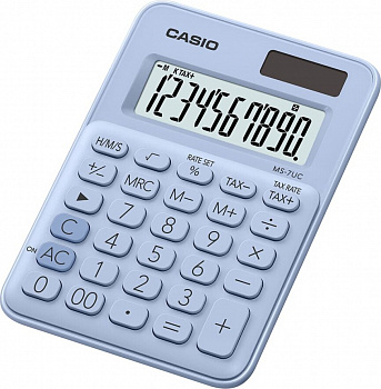 KALAM.KZ - Калькулятор 12 разрядов, 2,3 x 10,5 x 14,95мм, светло-синий CASIO MS-20UC-LB-W-EC