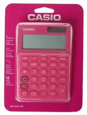 KALAM.KZ - Калькулятор 12 разрядов, 2,3 x 10,5 x 14,95мм, розовый CASIO MS-20UC-RD-W-EC