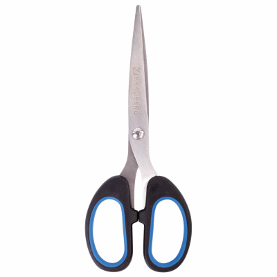 KALAM.KZ - Ножницы 16см, черно-синие, классической формы, резиновые вставки Brauberg