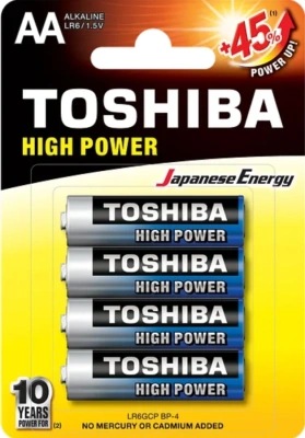 Батарейка AA, 1.5V, Alkaline High Power (блистер 4шт) Toshiba
