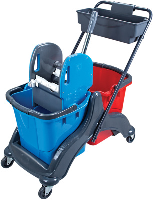 Тележка двухведерная, с поддоном для моющих средств (2Х25лт) 