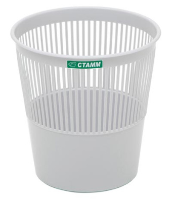 Корзина для бумаг 9л, круглая, сетчатая, серая Стамм