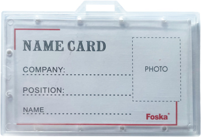 Бейдж горизонтальный, 59x92мм,без зажима, жесткий, прозрачный Foska