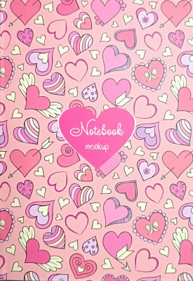 Блокнот 96л, А5, клетка, интегральная обложка, "Сердечки"