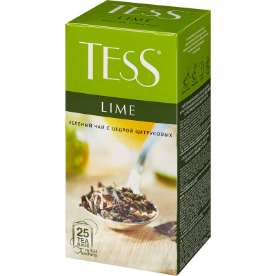 Чай зеленый, 25 пакетиков Tess Style цветов и фруктов