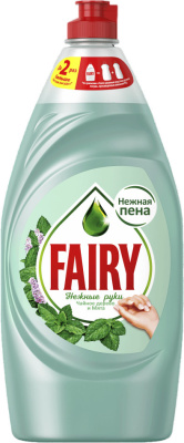 Средство для мытья посуды 900мл, "Fairy" Чайное дерево и мята Нежные руки