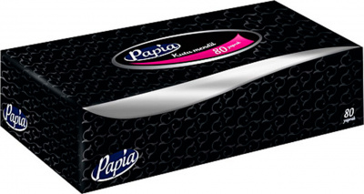 Салфетки Papia "black" 2-х слойные, вытяжные, 80 штук в картонной упаковке
