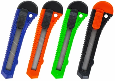 Нож канцелярский 18см, фиксатор, цвет корпуса ассорти, пластик STAFF "Basic"