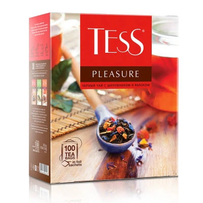 KALAM.KZ - Чай черный, 100 пакетиков Tess Pleasure (с шиповником 1.5х100х9)