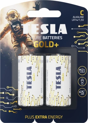 Батарейка C, 1.5V, Alkaline (блистер 2шт) Tesla Gold