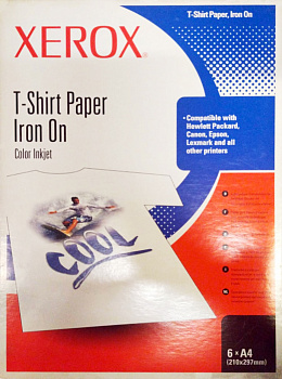 Бумага для термопередачи изображения на ткани А4, 110гр, 6л, белая Xerox