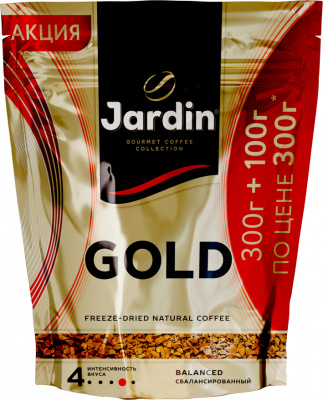 Кофе растворимый,Jardin Gold  300гр+100гр в подарок  м/у