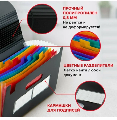 KALAM.KZ - Папка-органайзер Brauberg Docs, 13 отделений, для бумаг и документов на резинке А4, черная купить KALAM.KZ - Папка-органайзер Brauberg Docs, 13 отделений, для бумаг и документов на резинке А4, черная