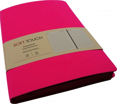 Ежедневник А5, недатированный, 136л, иск. кожа(Soft Touch), розовый, Эксмо