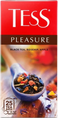 Чай черный, 25 пакетиков Tess Pleasure Rosehip apple (с шиповником и яблоком)