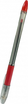 KALAM.KZ - Ручка шариковая, 0.7мм, красная, корпус прозрачный, с резиновым упором для пальцев Epene