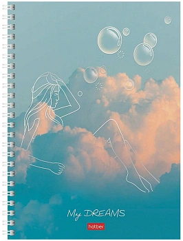 Тетрадь 96л, А5, клетка, на гребне, 3D фольга, ламинация, серия "Dreams" Hatber,