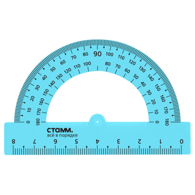 KALAM.KZ - Транспортир 8см, прозрачный, ассорти Neon Стамм