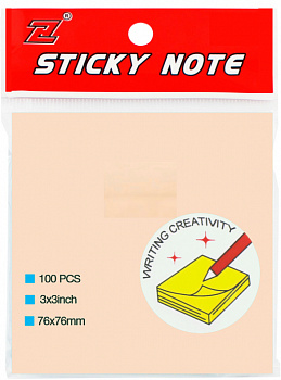 Бумага для заметок 76x76мм, 100л., самоклеющаяся, оранжевая "Sticky"
