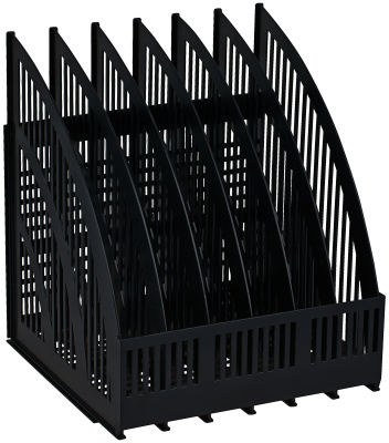 Лоток вертикальный А4, 290мм, 6-и секционный, черный, сборный Стамм "Line"