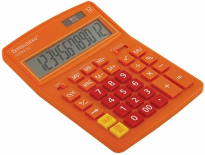 KALAM.KZ - Калькулятор 12 разрядов, 15.5x20.6см, оранжевый  BRAUBERG EXTRA-12-RG