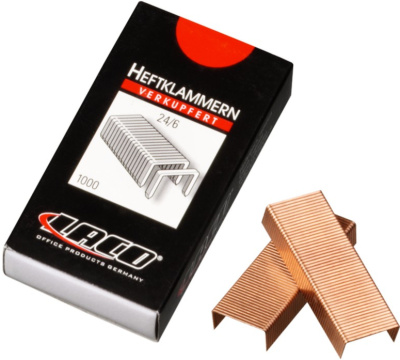 KALAM.KZ - Скобы для степлера №24/6, 1-30л, 1000шт, омедненные Laco