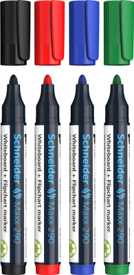 KALAM.KZ - Маркер для доски и флипчарта, 2-3мм, круглый наконечник, набор 4 цвета Schneider