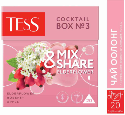 KALAM.KZ - Чай зеленый, 20 пирамидок Tess Cocktail Box №3 Бузина