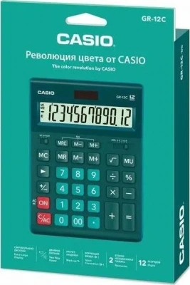KALAM.KZ - Калькулятор 12 разрядов, 34,5 x 210 x 155мм, зеленый CASIO GR-12C-DG-W-EP