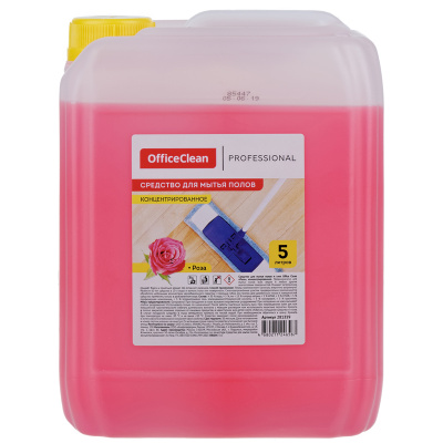 Средство моющее, универсальное для пола 5л. концентрат, антибактериальное Роза "OfficeClean"