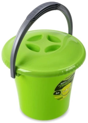 Ведро пластиковое 3л с крышкой, салатовое, "Либерти"