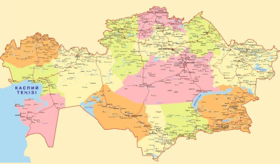 Карта "Казахстана политическая" 100*140 см (рус.яз (Е-Алем)