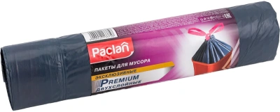 KALAM.KZ - Пакет для мусора на 60л, 10шт, с затяжкой, 63*78см, 30мкм, Paclan Premium