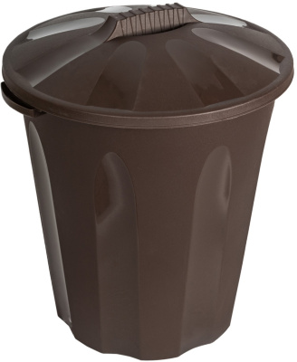 Бак для мусора 40л, с крышкой пластиковый, коричневый
