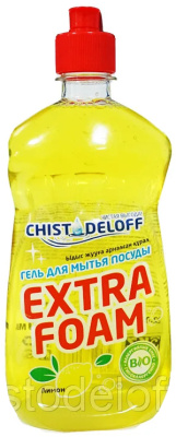 Средство для мытья посуды 500мл "Chistodeloff Extra foam" Лимон гель-бальзам, пуш-пул