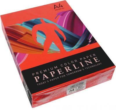 Бумага цветная "Paperline №250", A4, 80гр, 500л, Red красный
